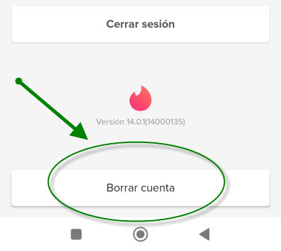 borrar cuenta tinder