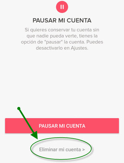 eliminar cuenta tinder