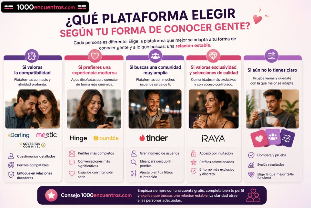 Qué plataforma elegir según tu forma de conocer gente